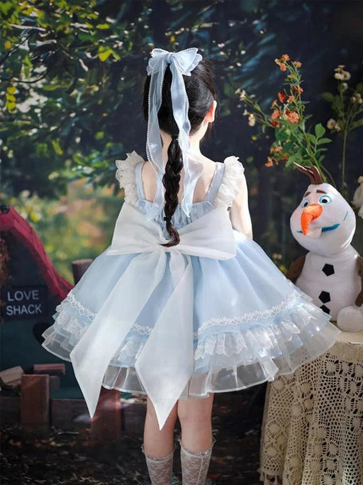 Elegant Spanish Lolita Princess Lace Bow Summer Party Dress for Girls