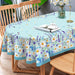 Spring Blue Daisy Butterfly Design Waterproof Rectangle Tablecloth for Holiday Party and Kitchen Decor