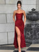 Satin Backless Maxi Gown with Spaghetti Straps for Women