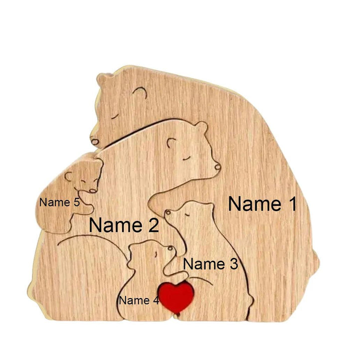 Customizable Bear Family Wooden Puzzle - A Unique Keepsake to Celebrate Family Love