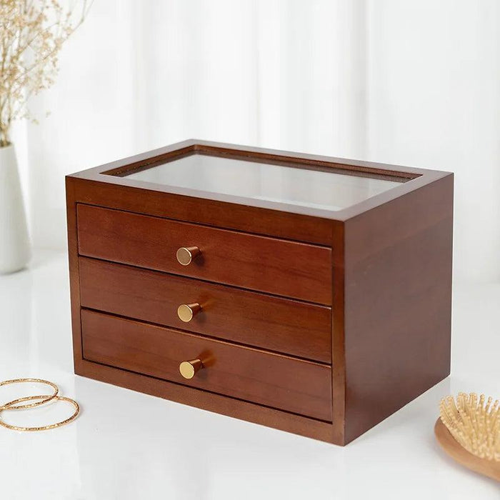 Artisan Crafted Wooden Jewelry and Makeup Storage Chest - Timeless Elegance for Women