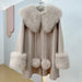 Luxurious Fox Fur-Trimmed Wool Cape - A Chic Blend of Comfort and Style