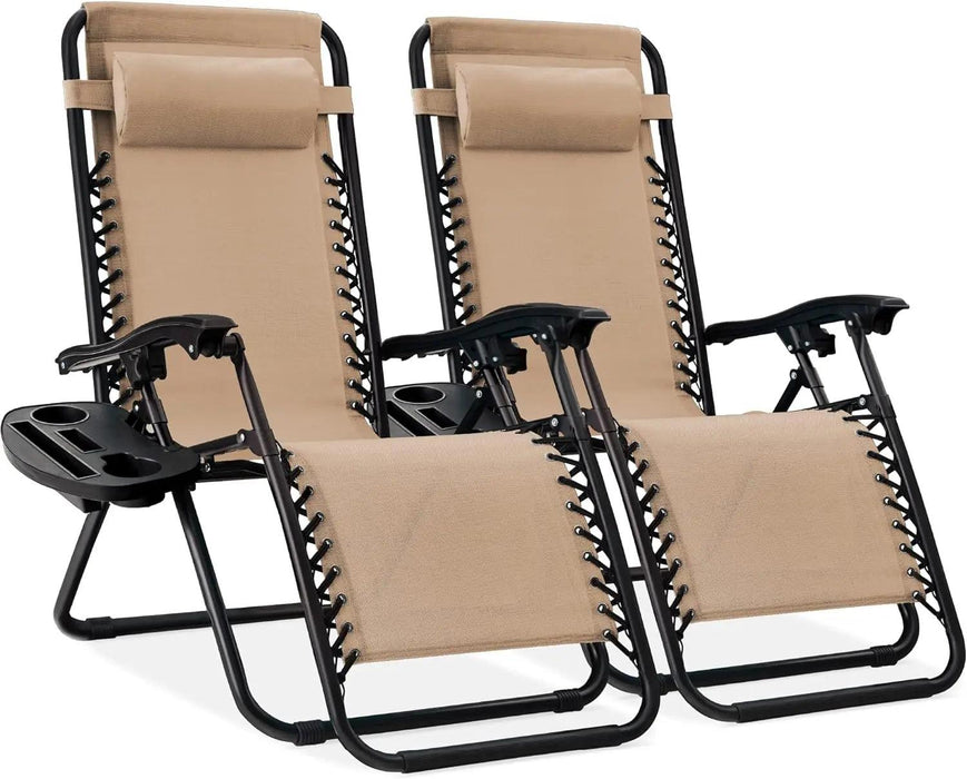 Luxury Zero Gravity Lounge Chairs Set with Accessories in Elegant Black