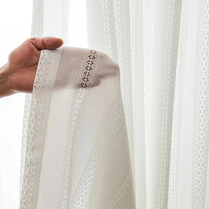 Modern Simple Pure White Hollowout Lace Curtains (1 panel)