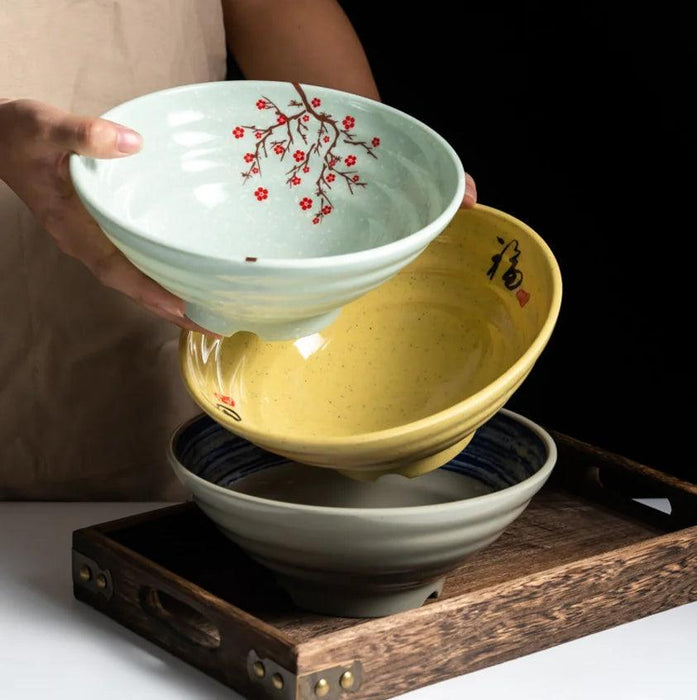 Sophisticated Japanese Melamine Noodle Bowl - Stylish Faux Porcelain Dining Set