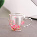 Elegant Double-Wall Glass Mug with Real Dried Flower Infusion - Heat-Resistant Tea and Coffee Cup with Stylish Handles