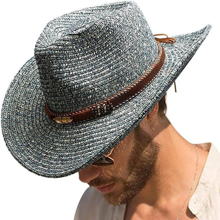 Lake Blue Western Cowboy Straw Hat Unisex with Adjustable Size