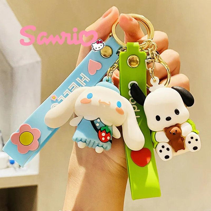 Sanrio Fruit Series Keychain Set - Adorable Kuromi, Cinnamoroll, and Pochacco Charms