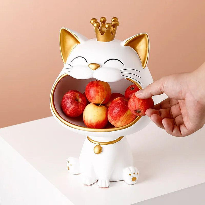 Whimsical Lucky Cat Storage Tray - Decorative Snack Jar and Key Holder for Home Decor