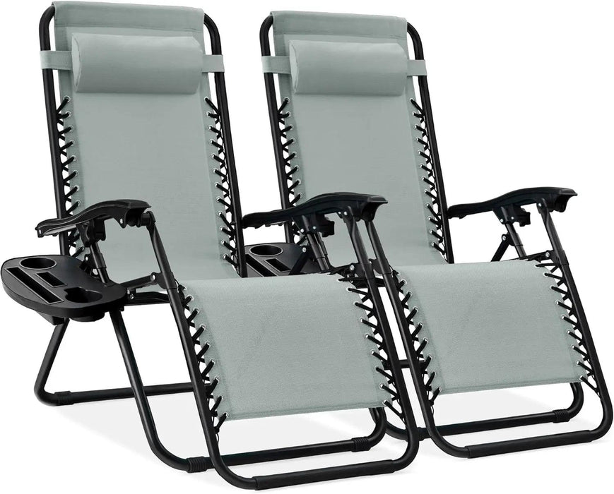 Luxury Zero Gravity Lounge Chairs Set with Accessories in Elegant Black