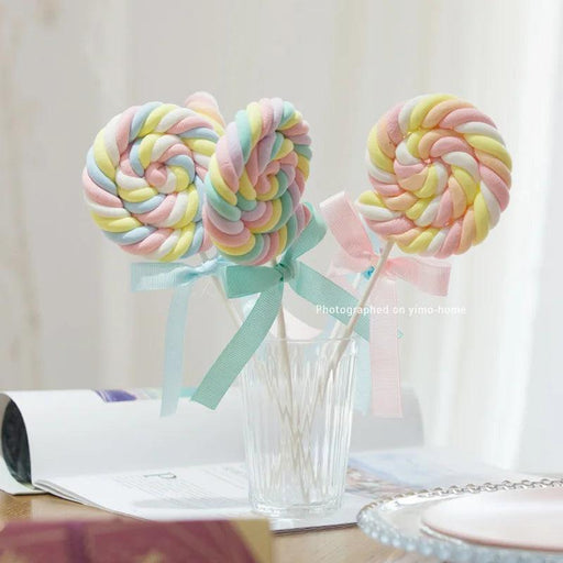 Charming Faux Cotton Candy Lollipop - Ideal for Sweet Displays, Kids' Photography, and Wedding Decorations