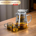 Sophisticated 750ml Glass Teapot Set with Effortless Pouring and Detachable Filter - Includes Matching Cups