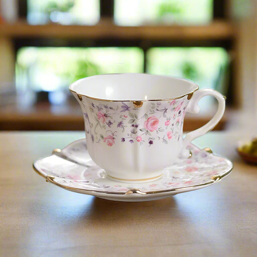 Timeless Vintage Charm: 200ml Elegant Ceramic Coffee Cup & Saucer Set for Sophisticated Tea Moments