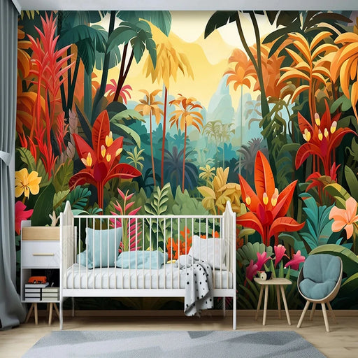 Enchanting 3D Cartoon Forest Wallpaper - Perfect for Kids' Room and Nursery Decor