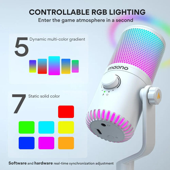 Dynamic RGB Gaming Microphone with Adjustable Sound Control for Enhanced Audio Experience