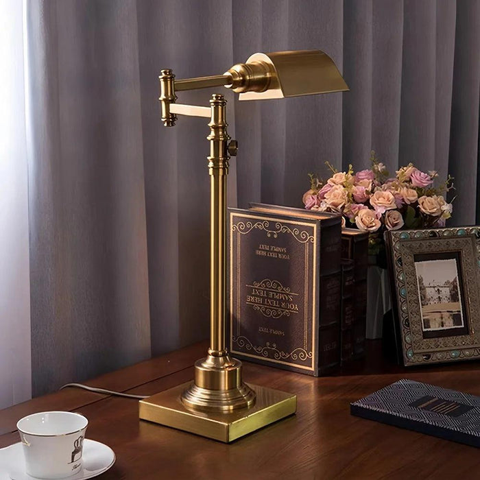 Retro Industrial Bronze Desk Lamp with Adjustable Arm for Eye Comfort