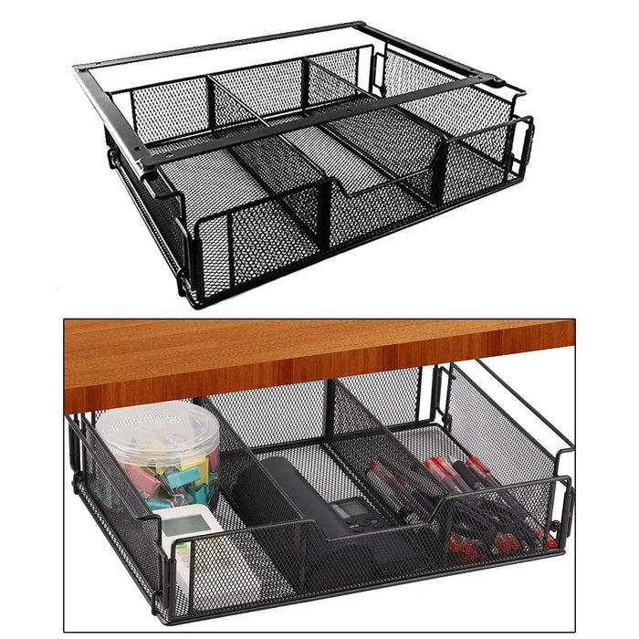 Under-Desk Hidden Storage Drawer with Large Capacity Organizer