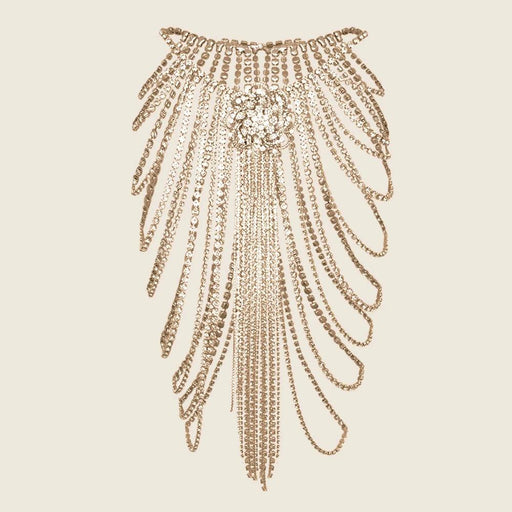 Glamorous Rhinestone Body Chain with Playful Tassel Skirt