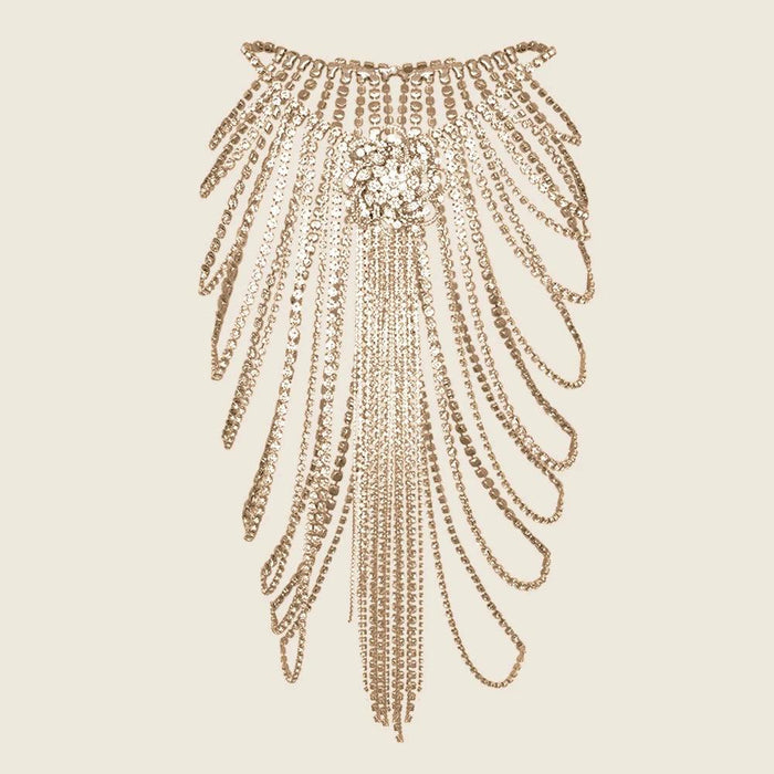 Sparkling Rhinestone Body Chain with Fun Tassel Skirt