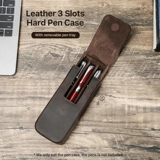 Elegant Genuine Leather Pen Organizer - Stylish Storage for Office and Travel