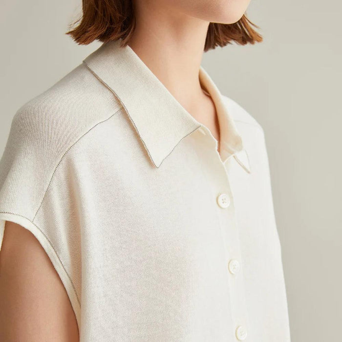 Summer Elegance: Women's Luxe Linen and Silk Polo Tops, Sweaters, and Cardigans