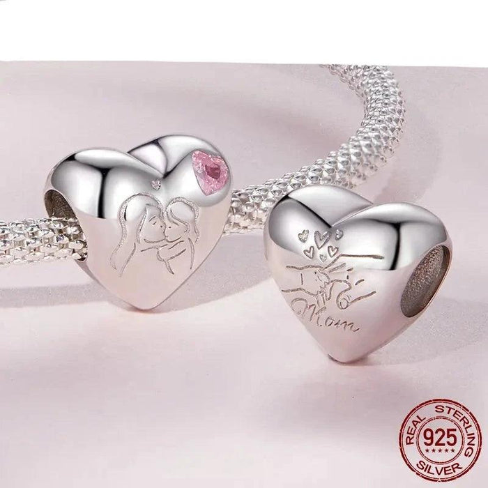 Eternal Bond: 925 Sterling Silver Baby Footprint Heart Charm Pendant