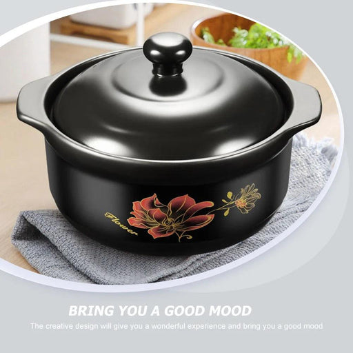 Premium Black Ceramic Clay Casserole Pot with Non-Stick Coating - Perfect for Cooking Chicken, Soup, Rice and More