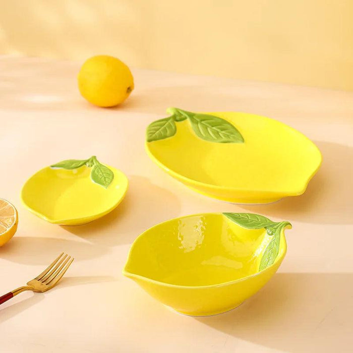 Whimsical Cartoon Lemon Ceramic Bowl for Salad, Soup, and Snacks - Fun Kitchen Dinnerware Accessory