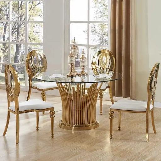 Luxurious Gold Stainless Steel Dining Chair Set for Upscale Dining Atmospheres