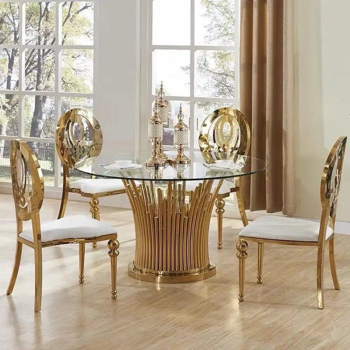 Elegant Gold-Plated Stainless Steel Dining Chair Set for Refined Dining Experiences