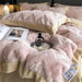 Plush Coral Velvet Faux Fur Duvet Cover Set - Indulgent Shaggy Bedding for Winter Warmth