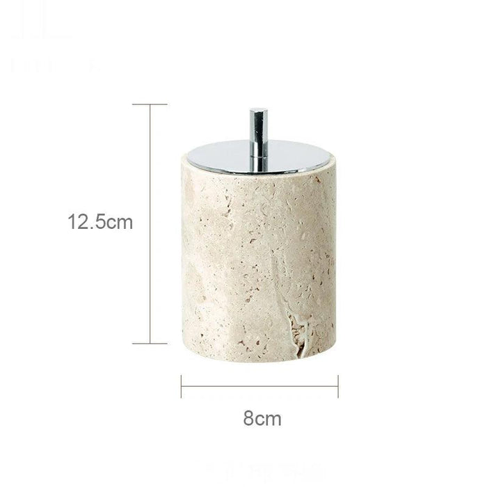 Natural Beige Travertine Luxury Bathroom Accessory Collection - Soap Dispenser, Dish, Reed Diffuser & Vanity Tray Set