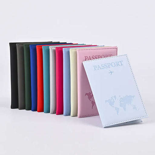 Elegant PU Leather Passport Holder Set with Waterproof Feature and Card Slot - Stylish Travel Companion