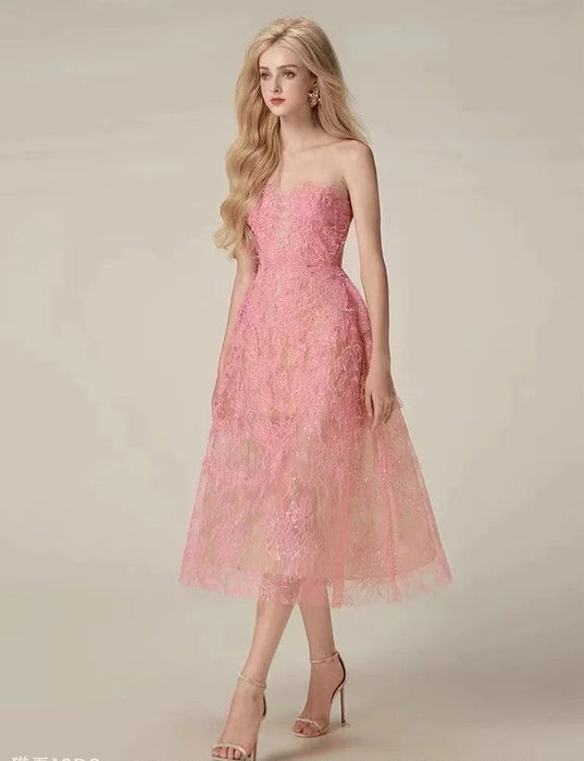 Luxurious Floral Lace and Sequin Evening Dress for Women