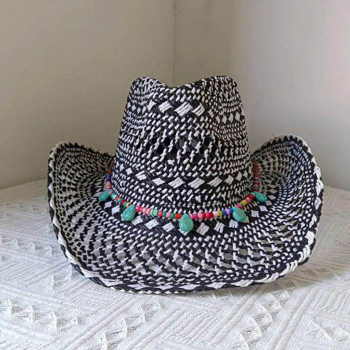 Lake Blue Western Cowboy Straw Hat Unisex with Adjustable Size