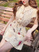 2-Piece Embroidered O-Neck Top and Short Skirt Set for Women