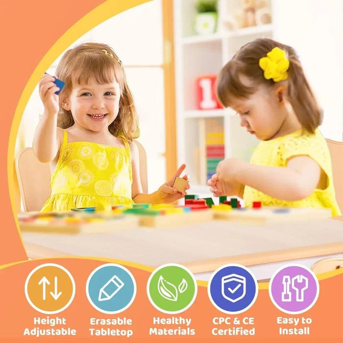 Adjustable Kids Art & Craft Table Set with Waterproof Clean Surface - Ideal for Ages 3-8