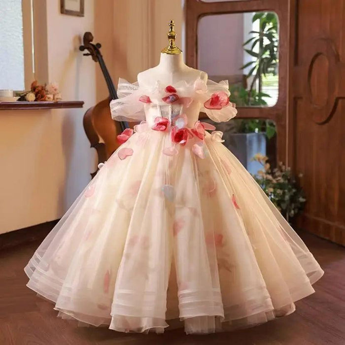 Elegant Children's Appliqued Evening Gown for Special Occasions