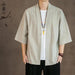 Elegant Cotton Linen Men's Yukata Kimono Robe - Chic Asian-Inspired Lounging Attire