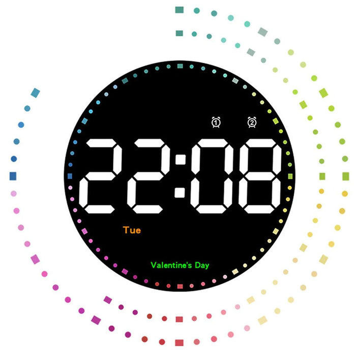 Stylish 10" or 12" Digital LED Wall Clock with Dual Alarms, Temperature Display, and Calendar for Modern Home Decor