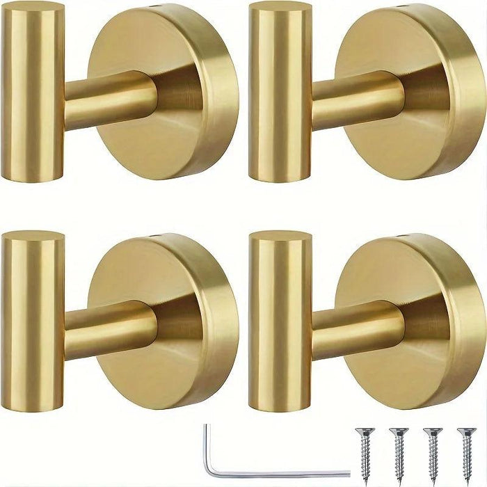 Set of 4 Opulent Gold Stainless Steel Towel Hooks for Stylish Bathroom Organization