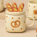 Bread Pattern White Porcelain Coffee Cup Set with Handle - Holiday Cheer Mug