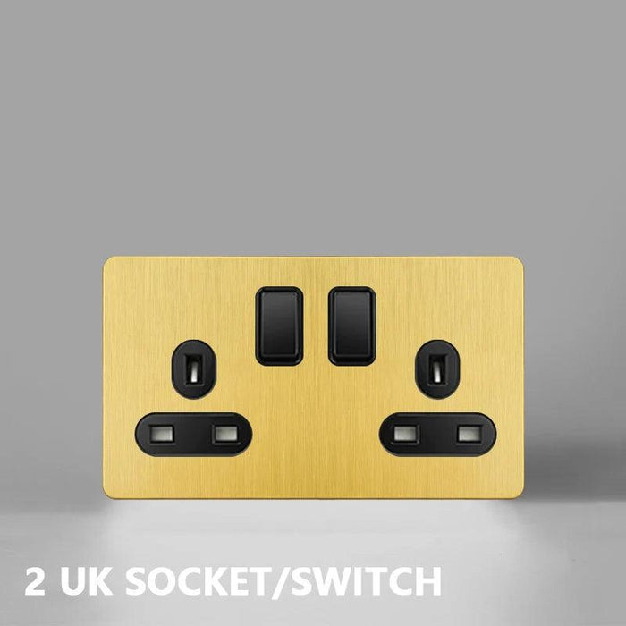 Luxurious Gold Dimmer Switch Set with USB Charging Port - Perfect for French/EU Plugs