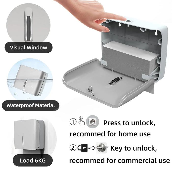 Secure Wall-Mount Key Lock Paper Towel Dispenser - 200 Towel Capacity