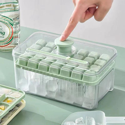 30-Grid Push-Button Ice Cube Tray - BPA-Free Lidded Mold for Quick Ice Release