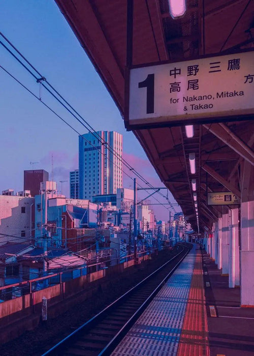 Osaka Tower Midnight Celebration Canvas Print - Whimsical Pink Street Scene for Enchanting Wall Decor