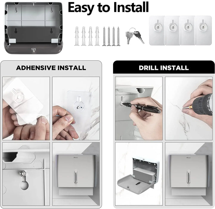 Wall-Mounted Key-Lock Paper Towel Dispenser with 200 Capacity