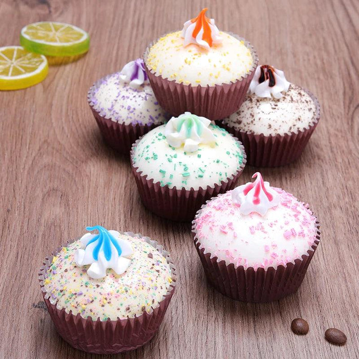 Set of 6 Realistic Decorative Faux Cupcake Props for Display