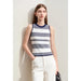 Minimalism Women's Chic Striped Ribbed Camisole with Elegant Contrast Stitching