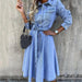 Chic High Waist Denim Dress with Belt and Pockets for Effortless Spring Style